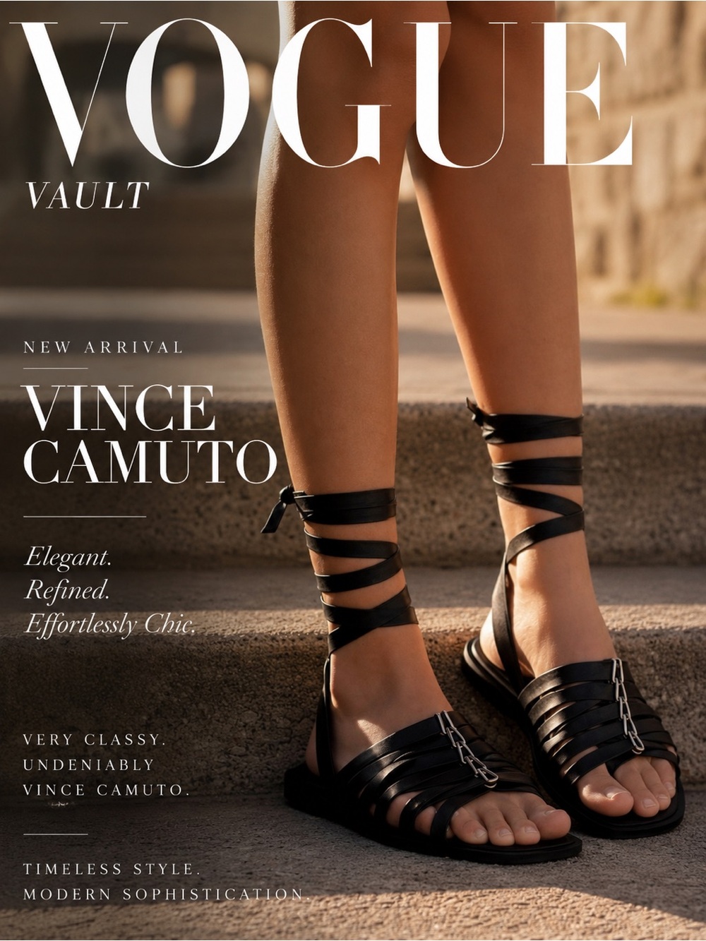 Vince Camuto Black Levelin Leather Lace-Up Black Sandals - Picture 2 of 10